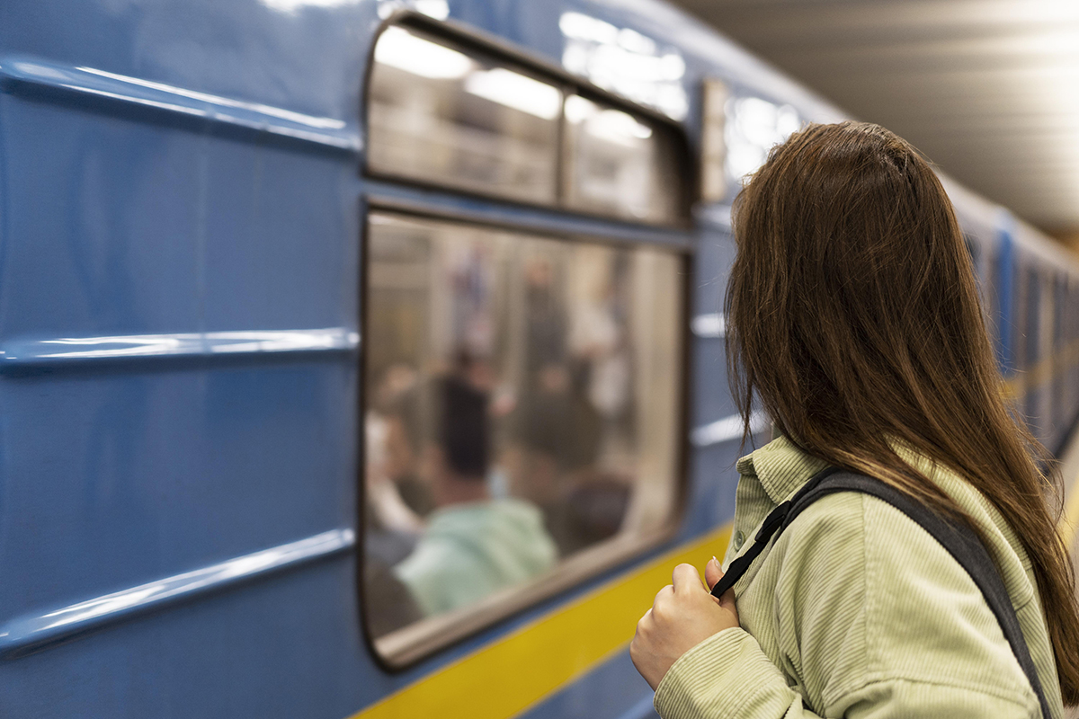 medium shot woman traveling locally