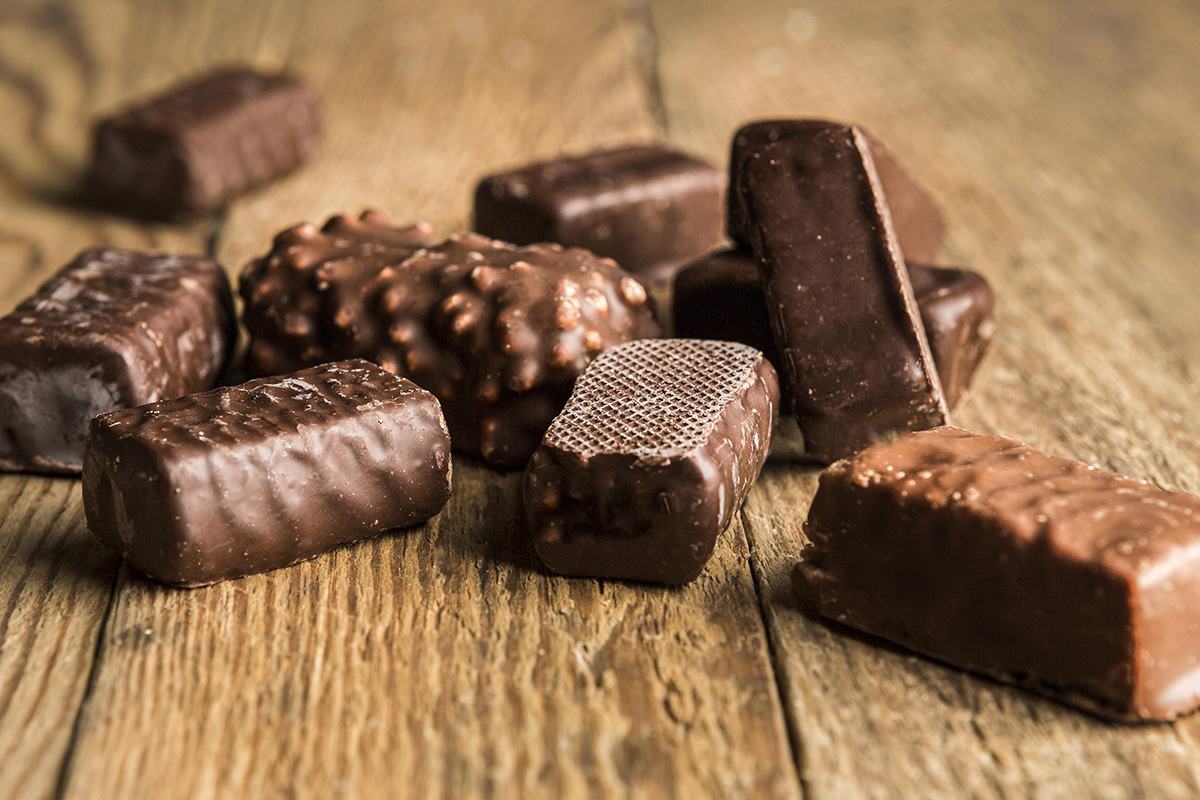close up chocolate candies assortment