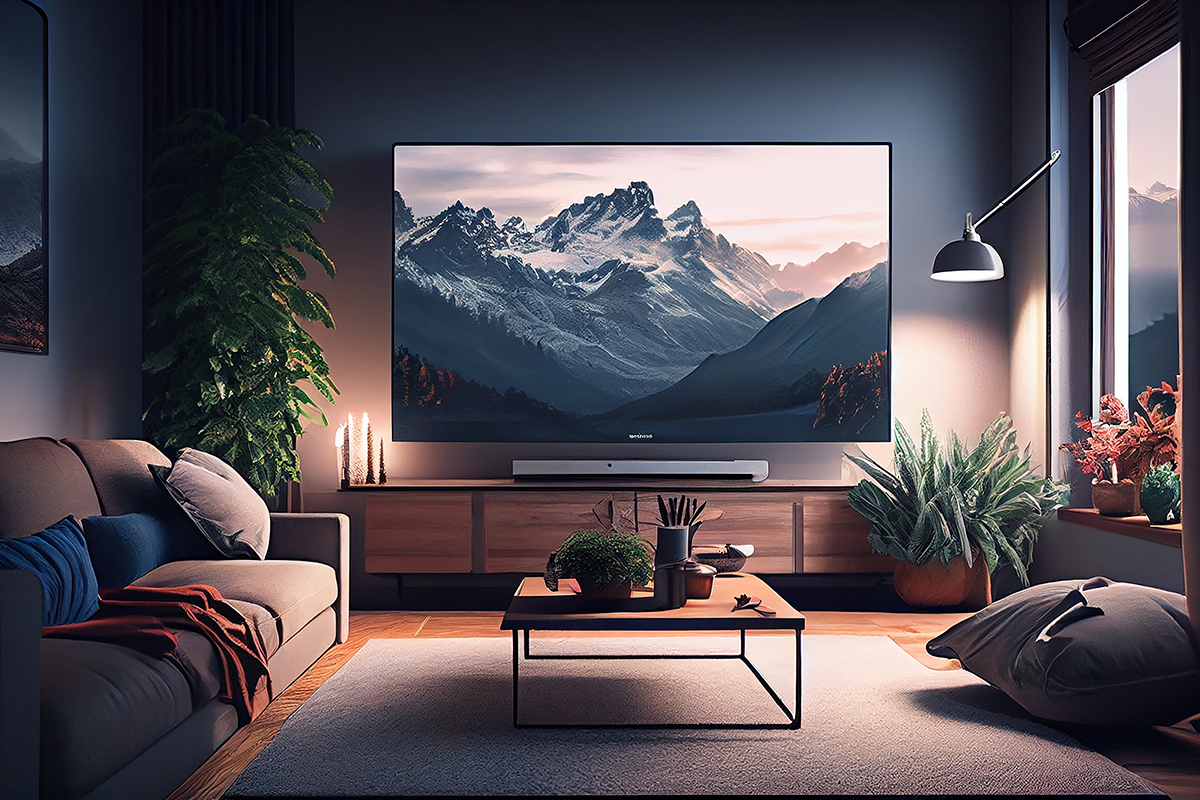 modern indoor living room with comfortable sofa generative ai