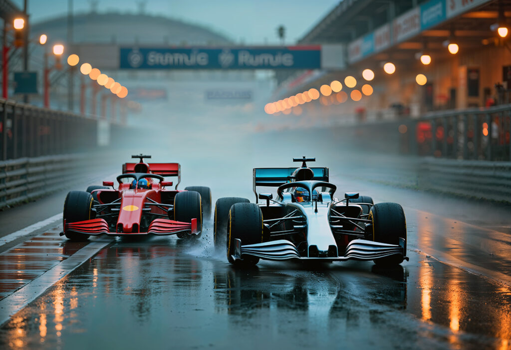 motorsport showdown with racing cars