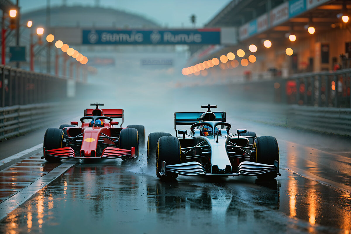 motorsport showdown with racing cars