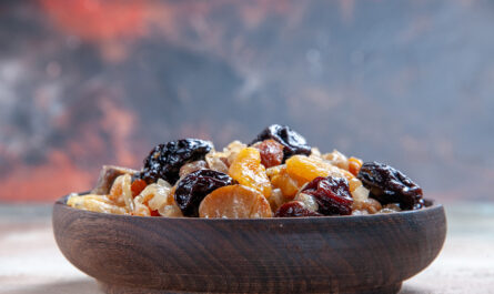 side close up view pilaf appetizing rice with chestnuts table