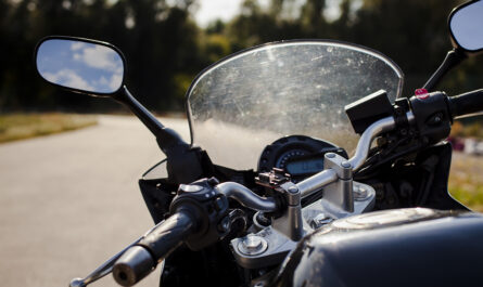 close up motorcycle windshield