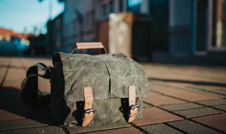 closeup grey romanian breadbag ground street