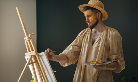 medium shot man creating van gogh s characterization