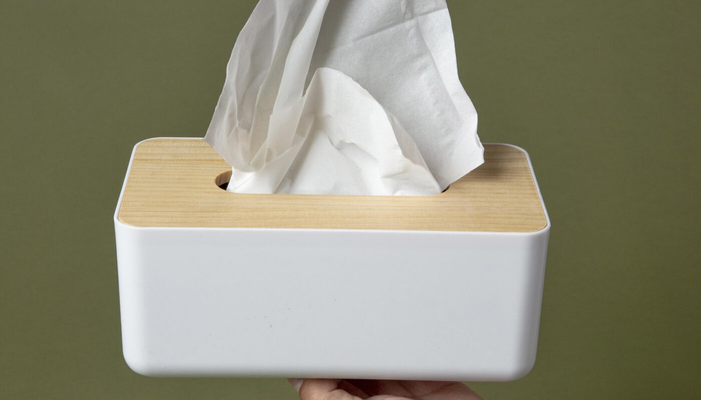 person holding white nasal handkerchief