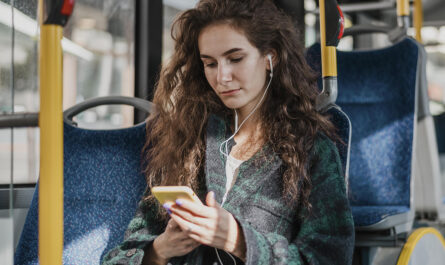 travelling with bus listening music