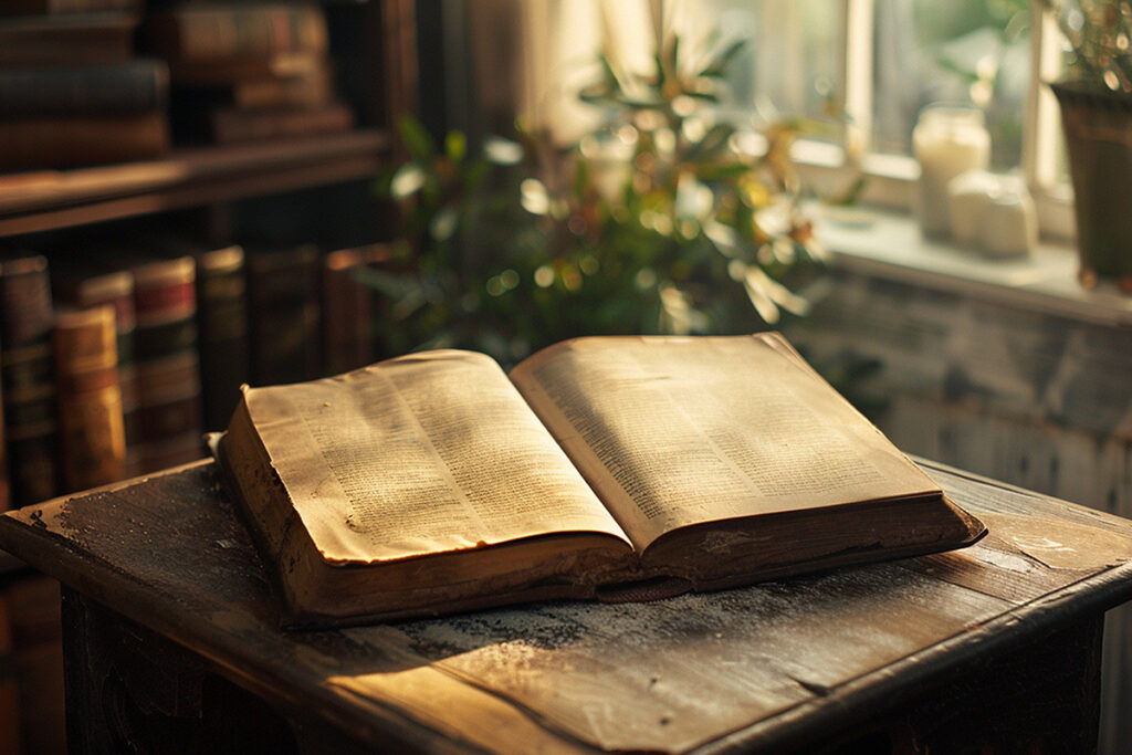 open book with natural element