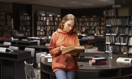 young student working assignment