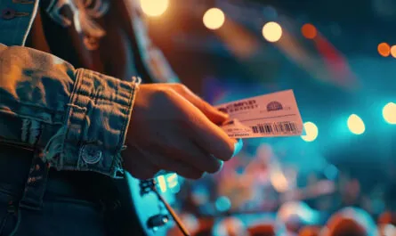 closeup macro shot persons hand holding concert ticket with visible details 249006 23798