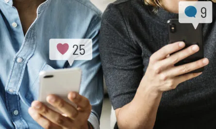 happy people using social media their smartphones