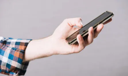 crop hand man with smartphone