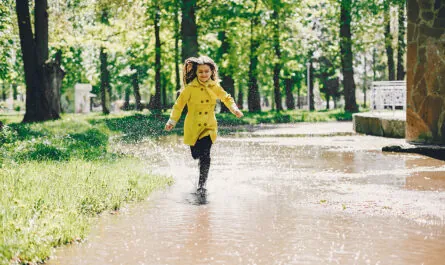 cute kids plaiyng rainy day